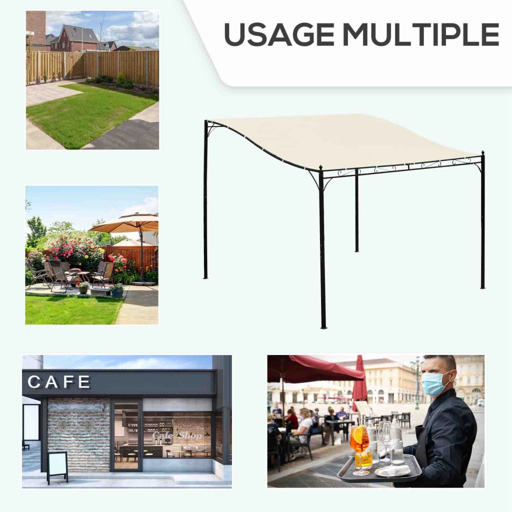 Pergola da giardino adossabile ¨C zephmum ¨C grigio, metallo, poliestere, 300x300 cm