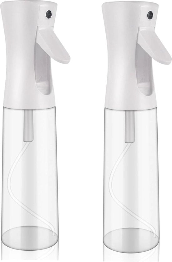 Set di flaconi per capelli, confezione da 2 pezzi, flaconi da 300 ml, atomizzatore, bottiglie d'acqua, barbiere, flaconi, spray a nebbia ultra fine per piante, giardino, acconciature (trasparente)