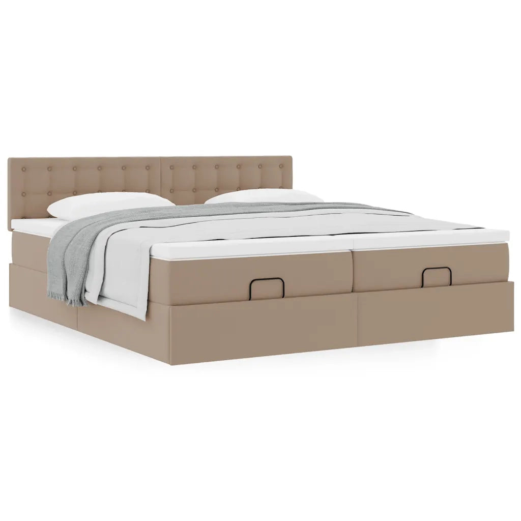 Struttura Letto Pouf con Materassi 200x200 cm Similpelle 3311965