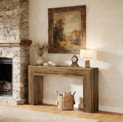 Tavolo consolle da ingresso in MDF marrone; piano da 160 x 30 cm