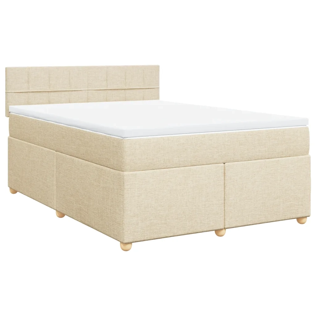 Giroletto a Molle con Materasso Crema 140x200 cm in Tessuto