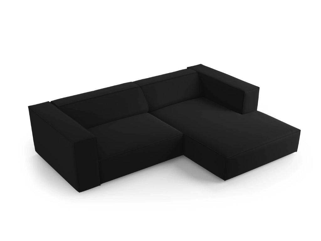 Cosmopolitan Design - Divano angolare destro "Arendal" 3 posti in velluto nero 