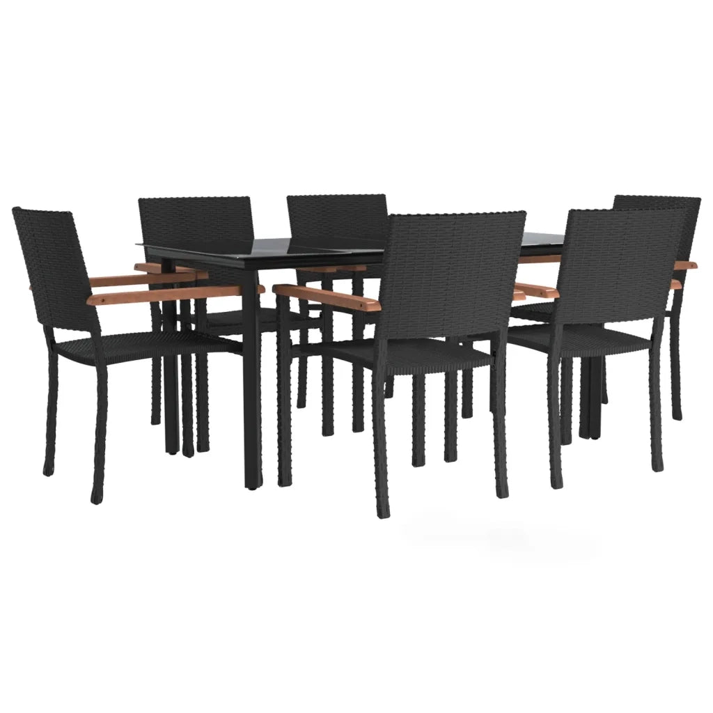 Set da Pranzo da Giardino 7 pz Nero in Polyrattan cod mxl 35787