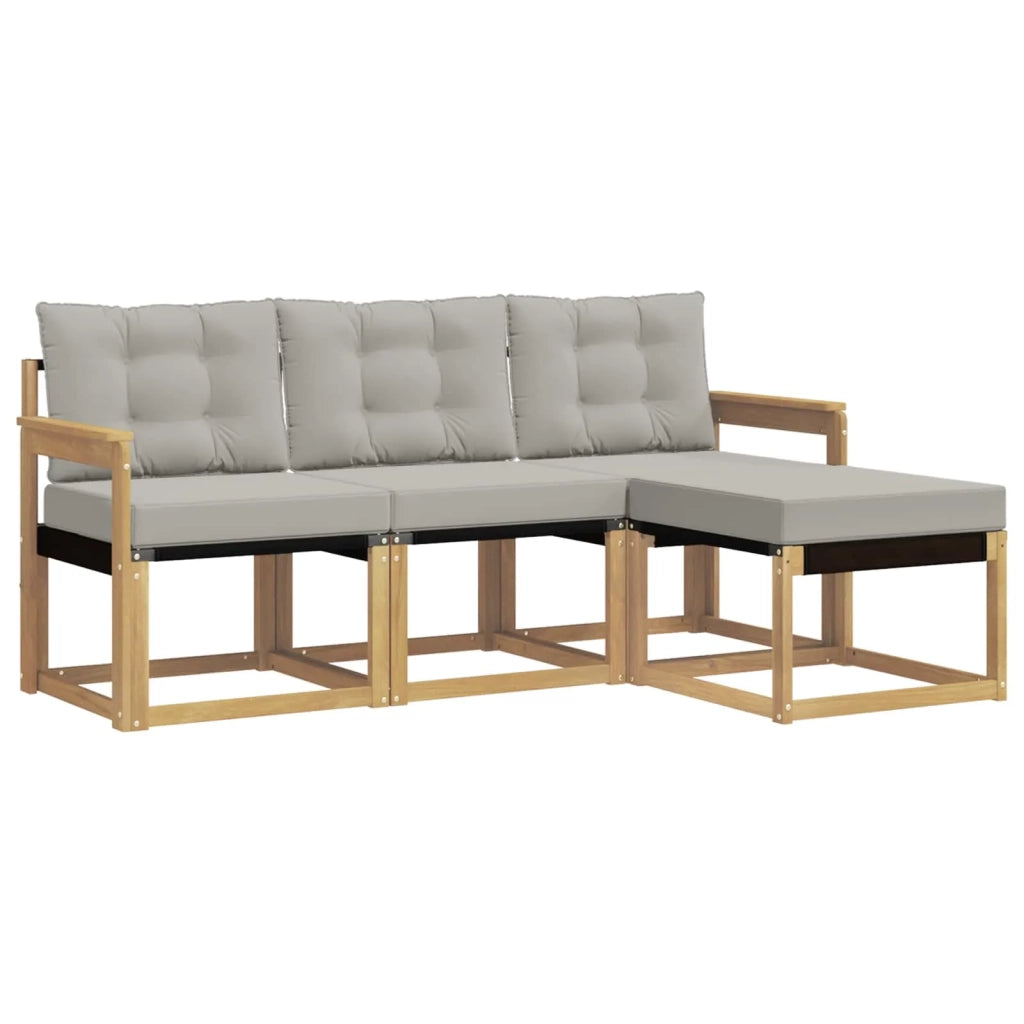 Set di divani da esterno 4 pcs Bianco e Grigio Chiaro
