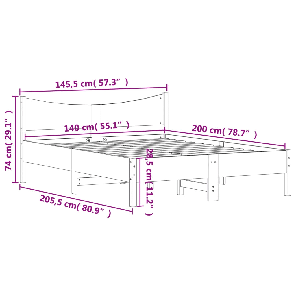 Giroletto senza Materasso Marrone Cera 140x200cm Massello Pino