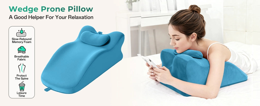 Cuscino a cuneo ergonomico ¨C Minimal ¨C blu, memory foam, supporto schiena