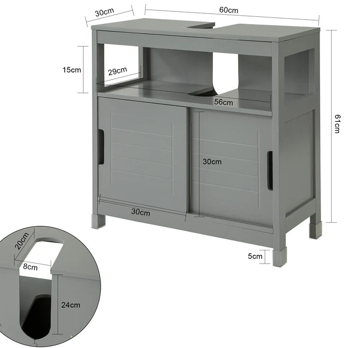 Mobile Sottolavabo Per Bagno con Poggiapiedi Sottolavabo Bagno Mobile Bagno Sottolavabo Grigio Scuro FRG128-SG