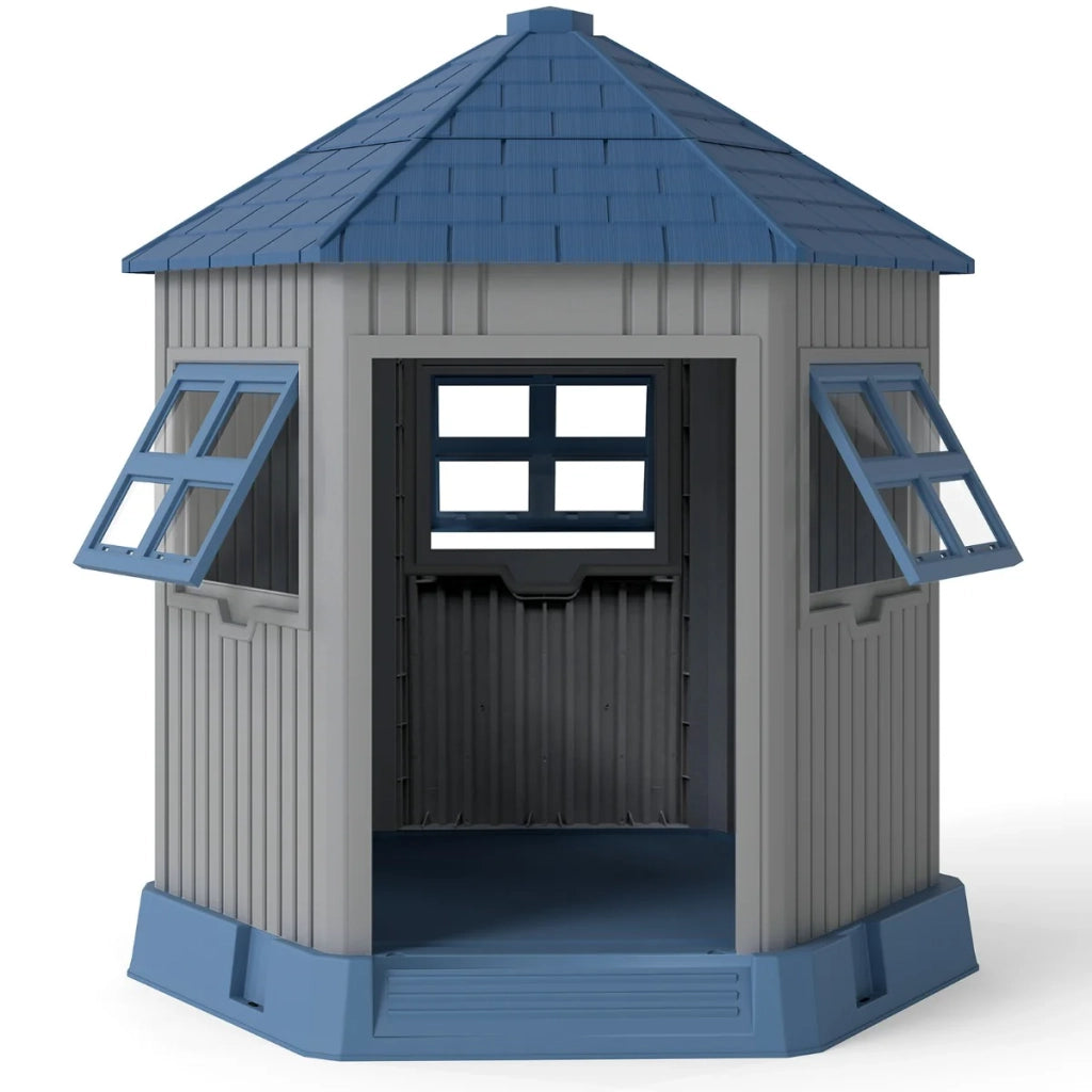 Cuccia per cani da esterno 76 x 90 x 96 cm facile accesso buona ventilazione stile fienile blu PP 20_0017817