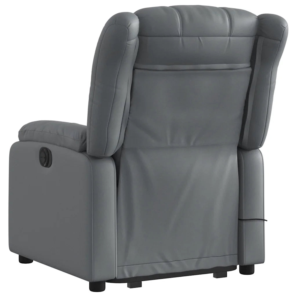 Poltrona Alzapersona Reclinabile Massaggio Grigio Similpelle 3205274