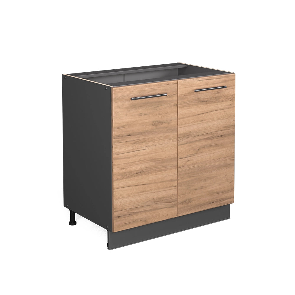 Mobile lavello cucina Fame-Line Rovere dorato/Antracite 80 cm con ripiano, senza piano di lavoro Vicco