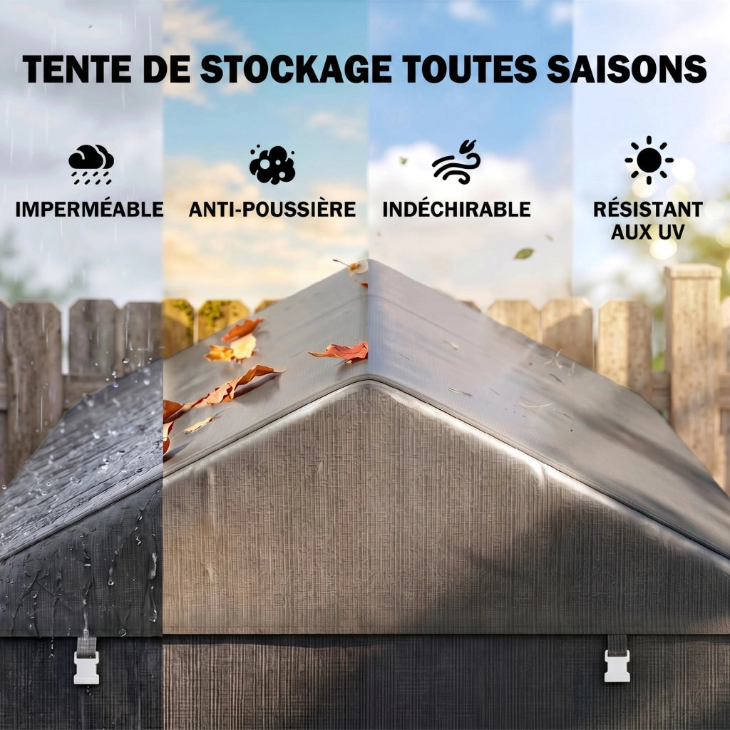 Capanno Porta Attrezzi e Tenda Garage per Bici e Moto con Copertura Anti-UV, 1.6x2m, Grigio Scuro