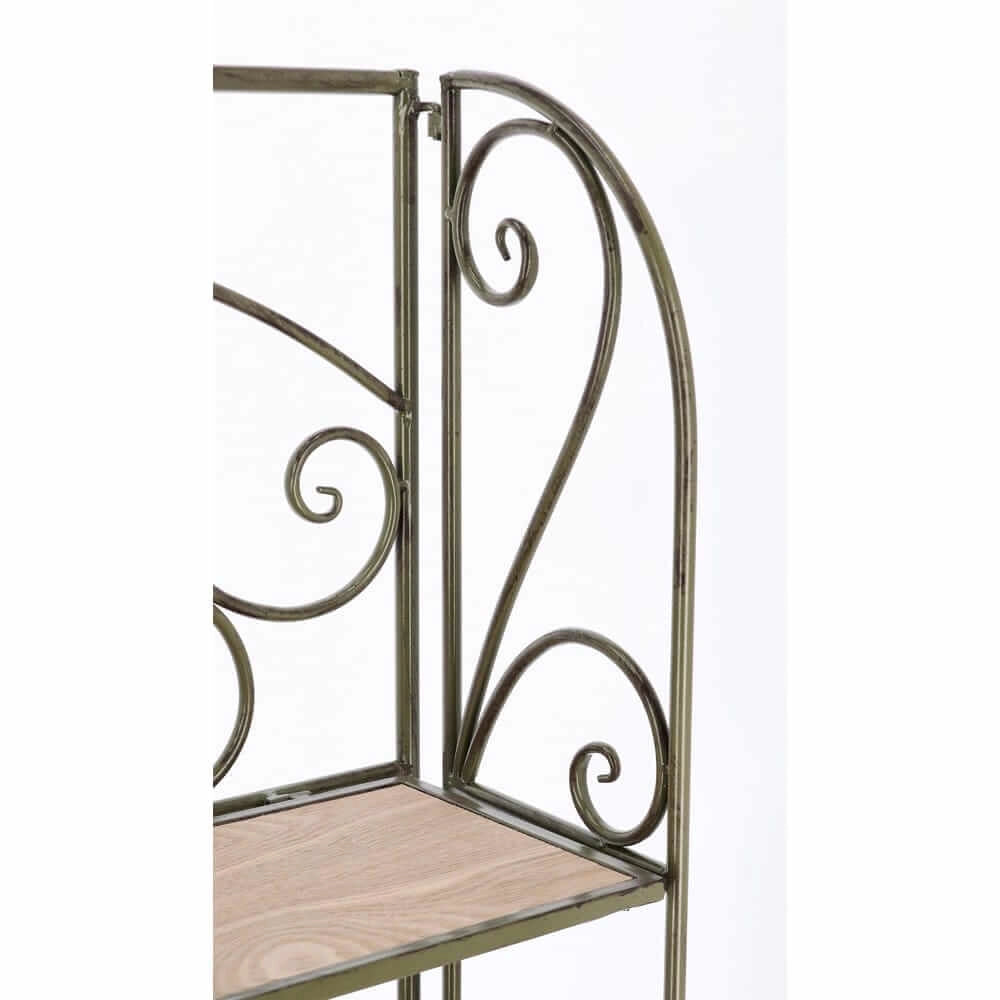 Scaffale Pieghevole in Metallo Bianco con 3 Ripiani in Legno - GISEL