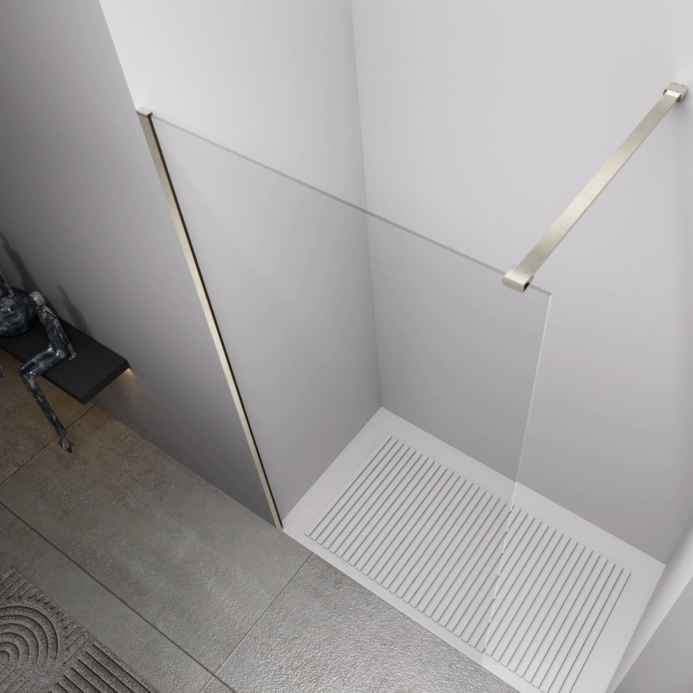 Walk In doccia 70 cm Vetro Trasparente 8mm Profili Acciaio Spazzolato h200 |Cleò