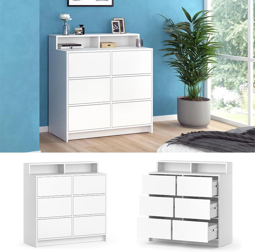 cassettiera per camera da letto Naara, Bianco, 40.3 x 100.6 cm, per riporre e abbinare ad altri mobili