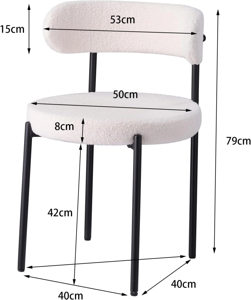 GrandCA HOME Set di 2 Sedie da Pranzo Sedie da Cucina Imbottite con Velluto Teddy, Sedie Moderne per Soggiorno, Cucina, Sala da Pranzo,Bianco