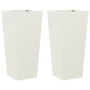2 pz Fioriere | Cassetta per fiori | Vaso da Giardino Bianche 35x35x75 cm in Acciaio