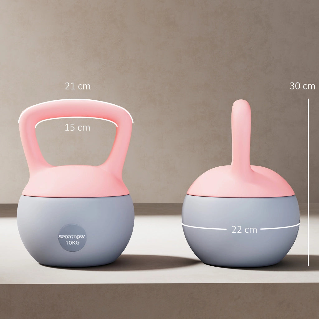 Kettlebell 10 kg con manico antiscivolo ¨C zephmum ¨C rosa e grigio 21x21x30 cm