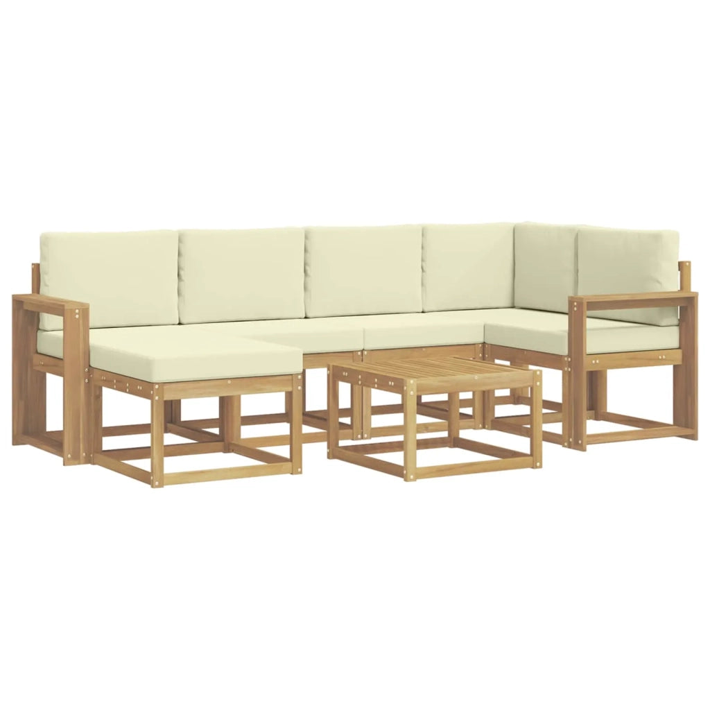 Set di divani da esterno 7 pz Bianco e Crema 3387914