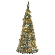 Albero di Natale artificiale bianco sintetico 185 cm innevato con luci LED pieghevoli natalizie