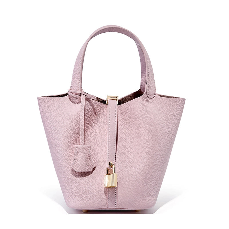 Borsa a mano da donna in vera pelle, a tracolla, a mano, a spalla, rosa