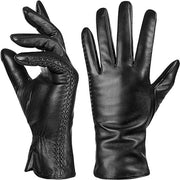 Manopole invernali - manopole invernali per donne - manopole di pelle - manopole invernali con tocco touchscreen - manopole con imbottitura di cashmere - manopole per donne - manopole impermeabili (Nero M)