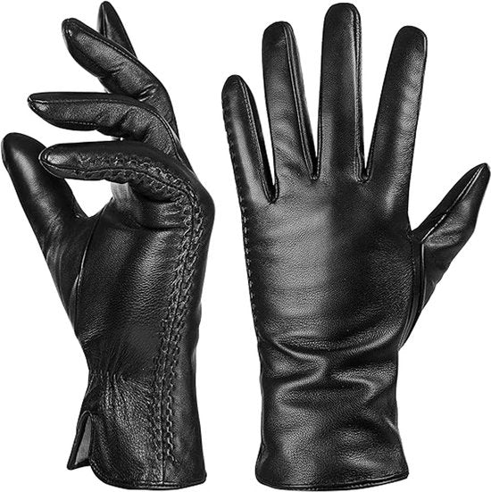 Manopole invernali - manopole invernali per donne - manopole di pelle - manopole invernali con tocco touchscreen - manopole con imbottitura di cashmere - manopole per donne - manopole impermeabili (Nero M)