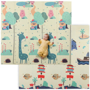 Tappeto Morbido per Bambini 196x176x1,5 cm Superficie Impermeabile in XPE a Tema Animali