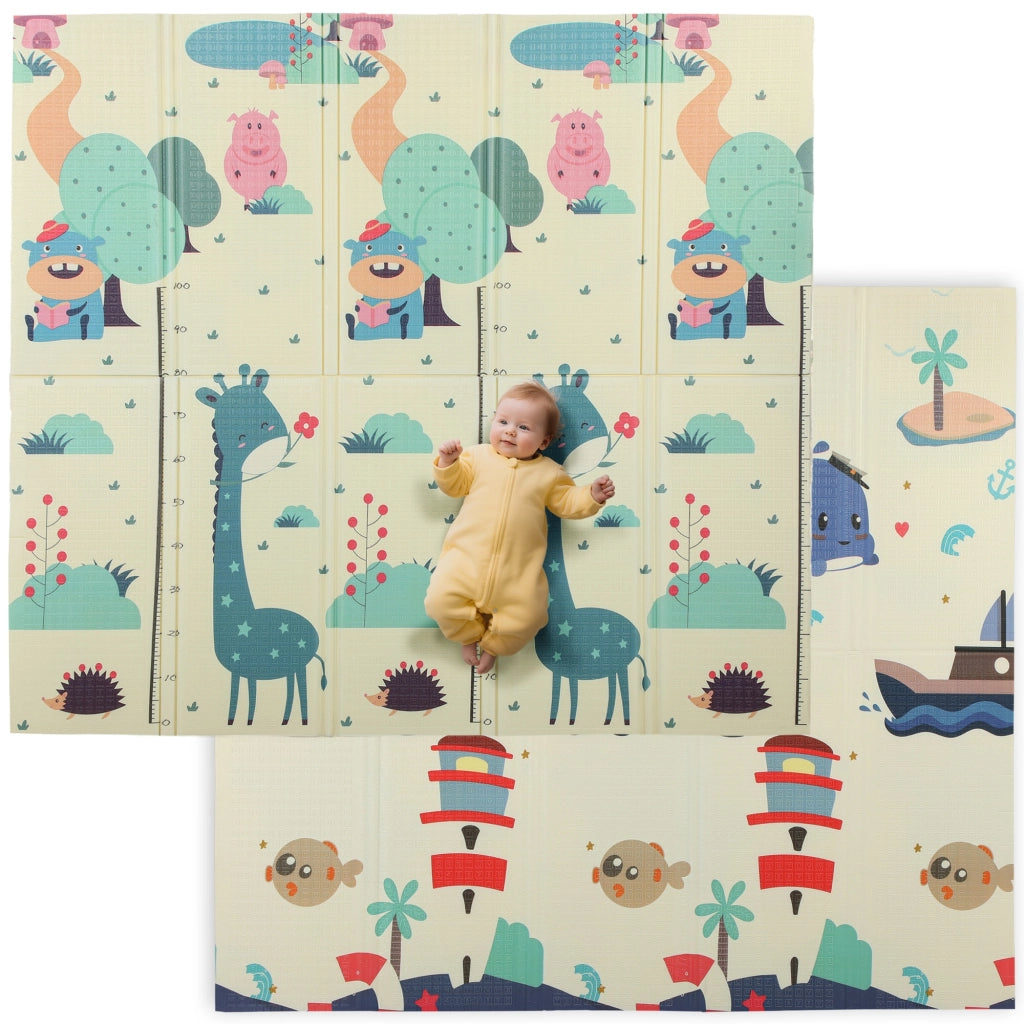 Tappeto Morbido per Bambini 196x176x1,5 cm Superficie Impermeabile in XPE a Tema Animali