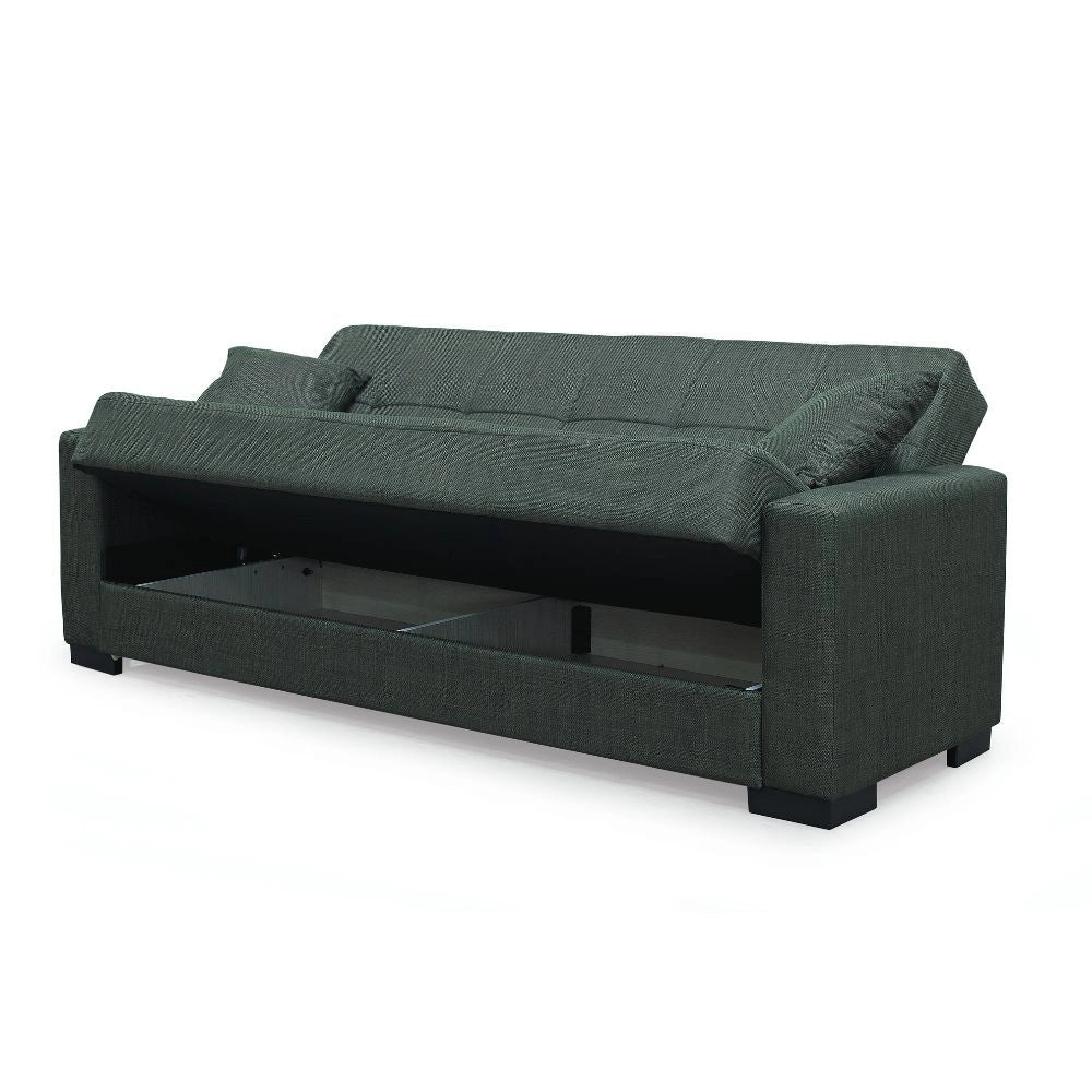 Divano letto contenitore New Malpensa 3 posti colore oliva Mina 19
