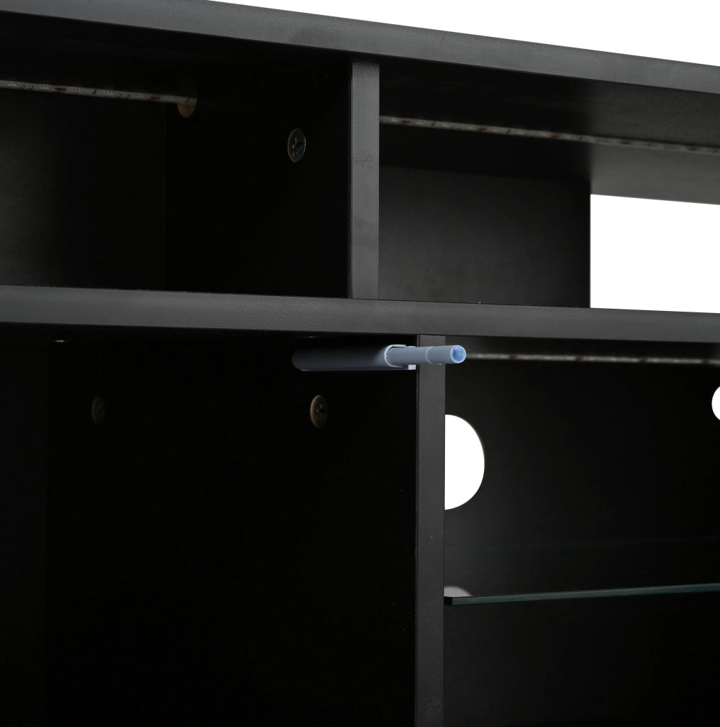 Mobile TV 160x40x45 cm con luci LED controllate da app; MDF; nero