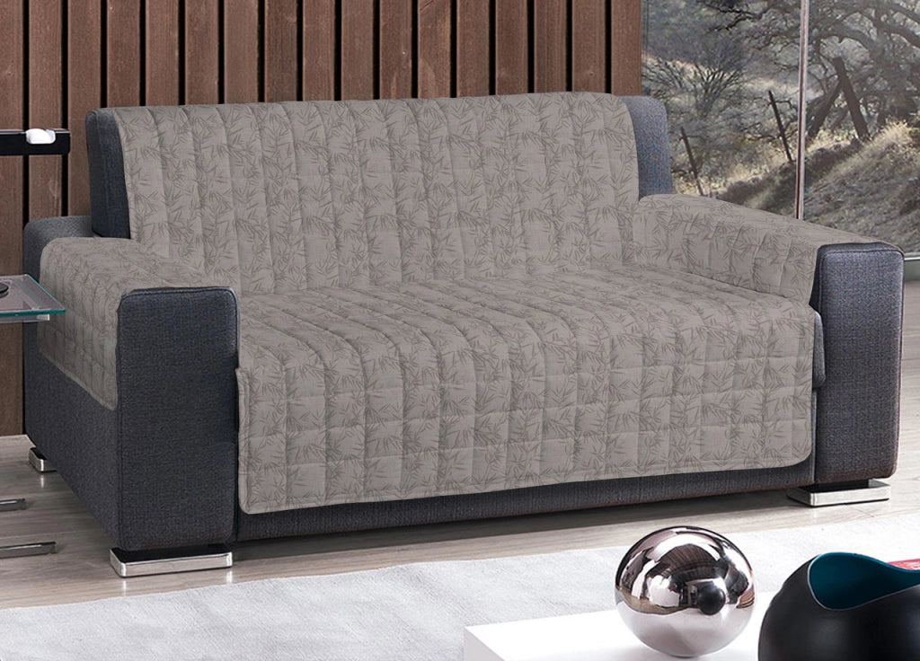 Copridivano Imbottito Trapuntato Sofà Antimacchia Made Italy Botanico - 2 Posti - Beige