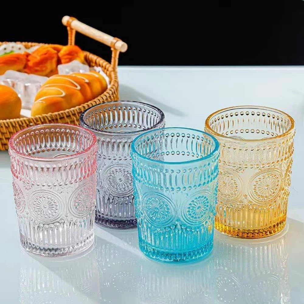 Trade Shop - Set 6 Bicchieri Colorati Da 300ml In Vetro Per Acqua E Vino Bicchiere Colorato -
