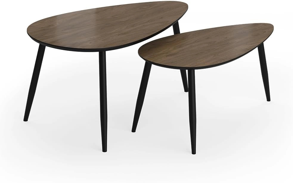 Set di tavolini Veyo, Noce/nero, 98 x 60 cm Set, 2 parti, per un utilizzo flessibile come superficie d’appoggio o tavolino aggiuntivo