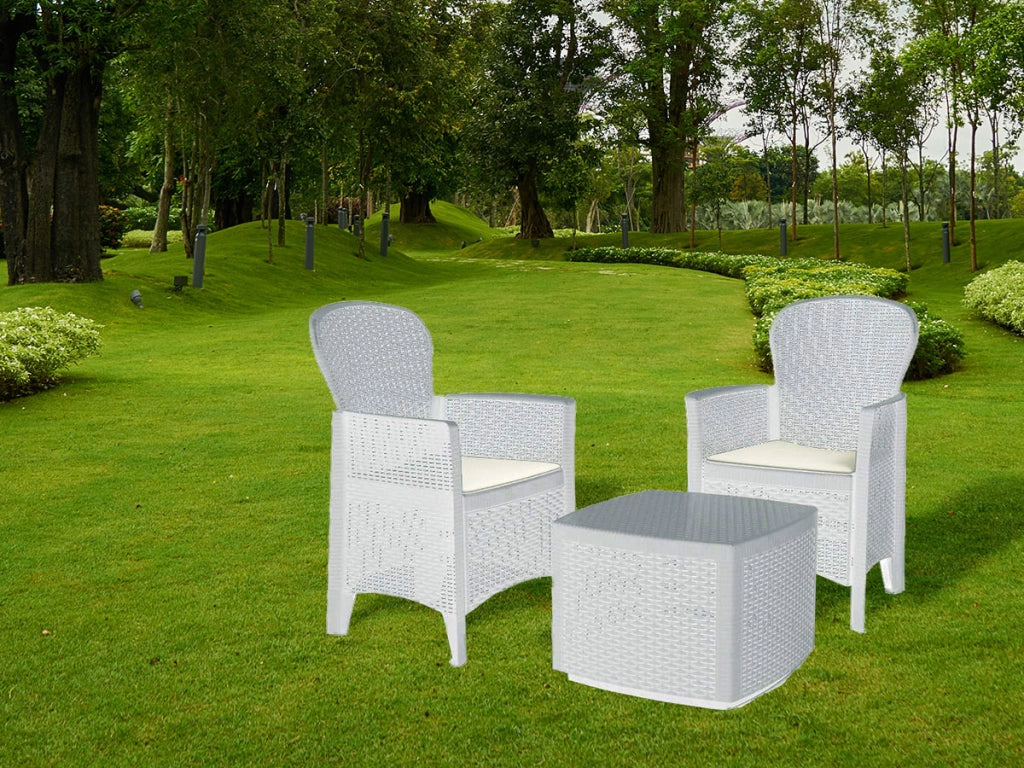 MAURY'S SALOTTINO ALESSIA DA GIARDINO CON CUSCINI 3 PZ BIANCO