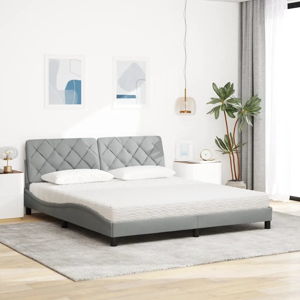 Letto con Materasso Grigio Chiaro180x200 cm Tessuto 3310755