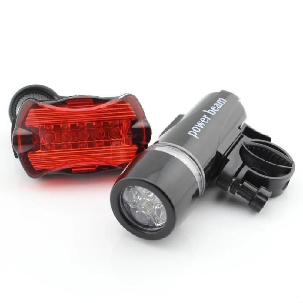 Trade Shop - Luce Per Bicicletta Lampada 5 Led Bici Sicurezza C/fanalino Anteriore Posteriore -