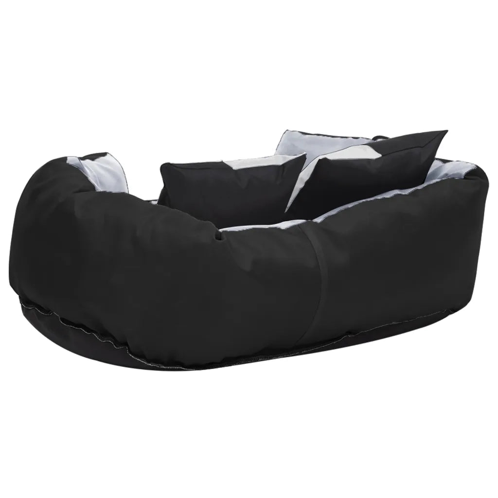 Cuscino per Cani Reversibile e Lavabile Grigio Nero 65x50x20 cm 171207