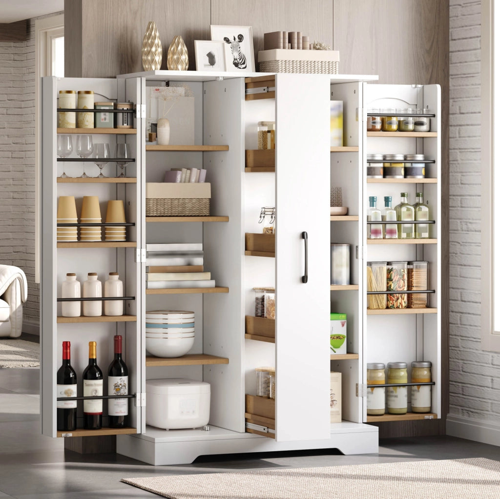 Armadio da cucina con porta spezie e cassetto verticale; 120 x 78 x 35 cm; MDF bianco