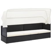 Divano da Giardino con Tettoia in Polyrattan Nero  cod mxl 13336