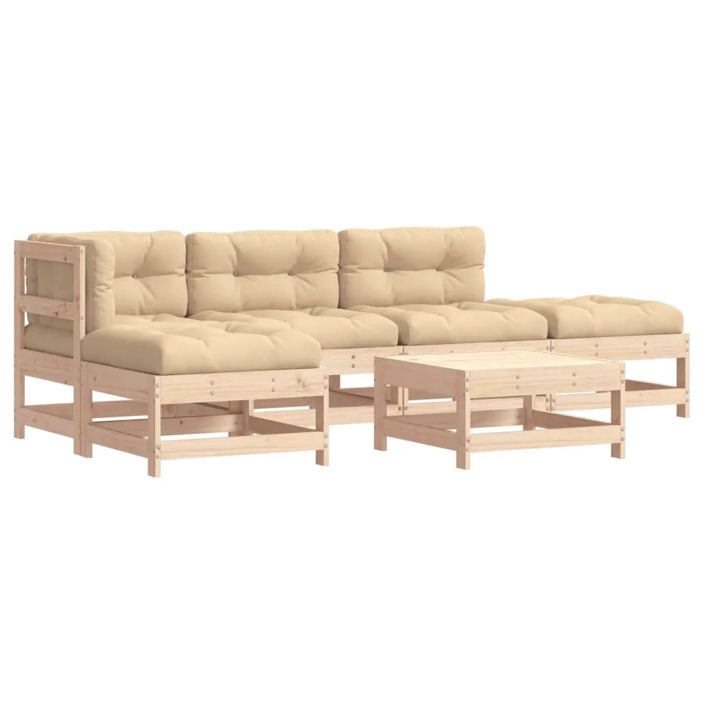 Set Divani da Giardino 6 pz con Cuscini in Legno Massello 3185899