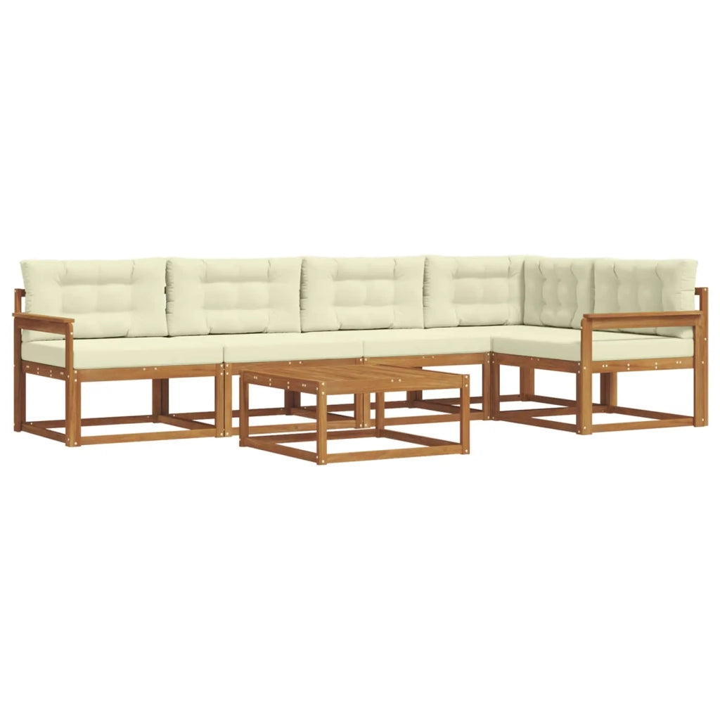 Set di divani da esterno con cuscino 6 pcs Naturale e Crema