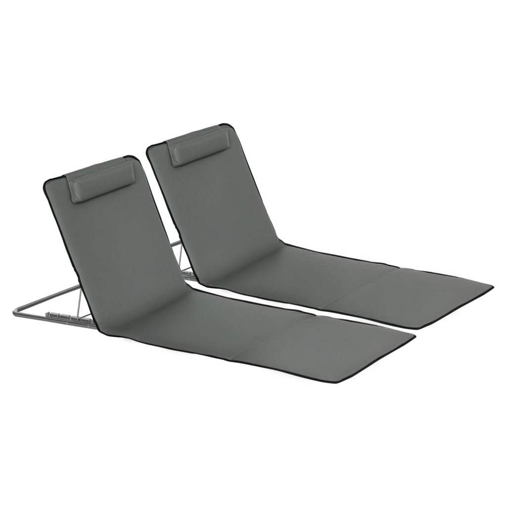 Set 2 Lettini Spiaggia Pieghevoli con Schienale Regolabile e Borsa ¨C zephmum ¨C Grigio