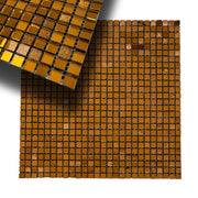 TOP di GAMMA! Piastrella autoadesiva in VETRO lucido mosaico 30x30cm (sp. 3mm) color ORO, idrofobo.