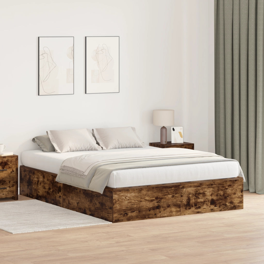 Struttura letto con contenitore in rovere affumicato 150x200 cm