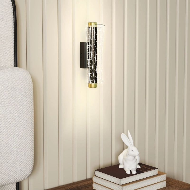 Applique da interno LED a 2 pezzi, design a griglia, dimmerabile, metallo nero