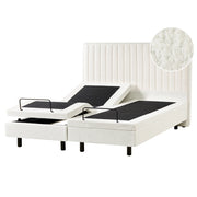 Letto matrimoniale Tessuto bianco sporco regolabile Elettricamente con Telecomando 160 x 200 cm camera da letto cameretta