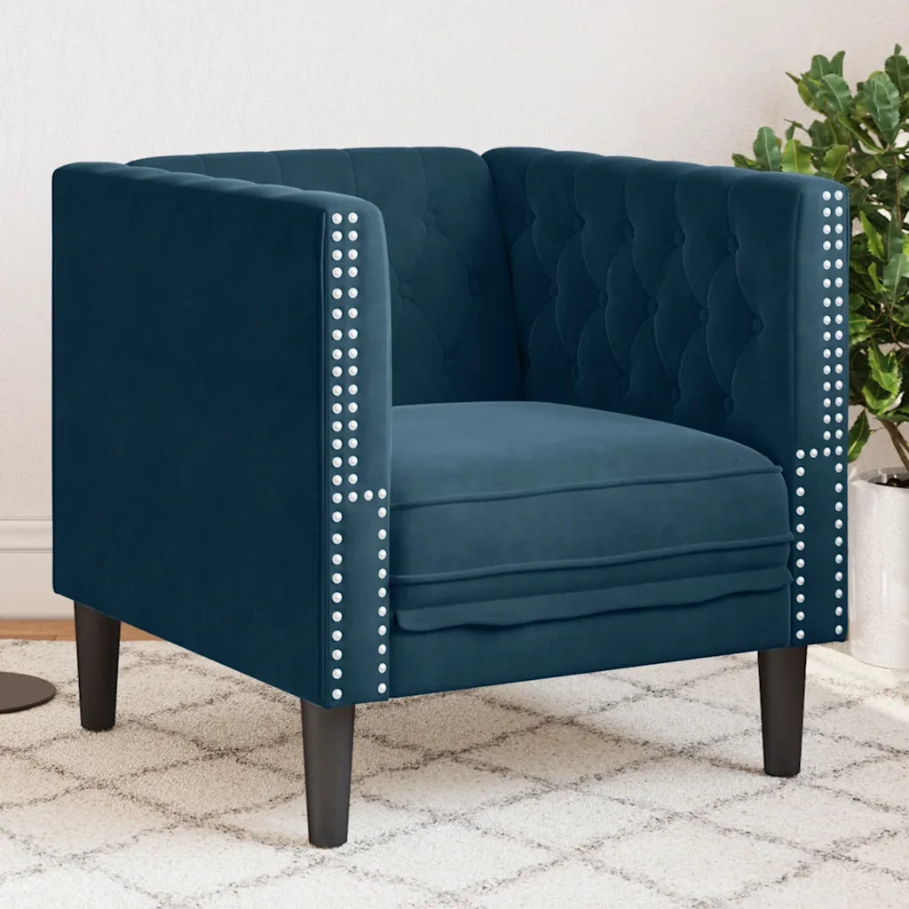 Divano Sedia-Poltrona Chesterfield Blu in Velluto