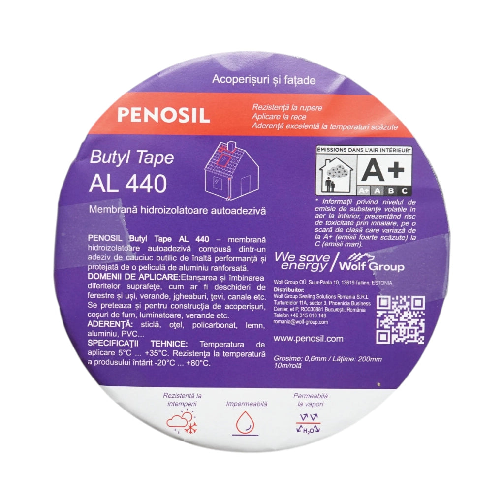Nastro butilico impermeabilizzante autoadesivo con film in alluminio 0,6 x 200 mm x 10 m – Butyl Tape AL 440 Penosil