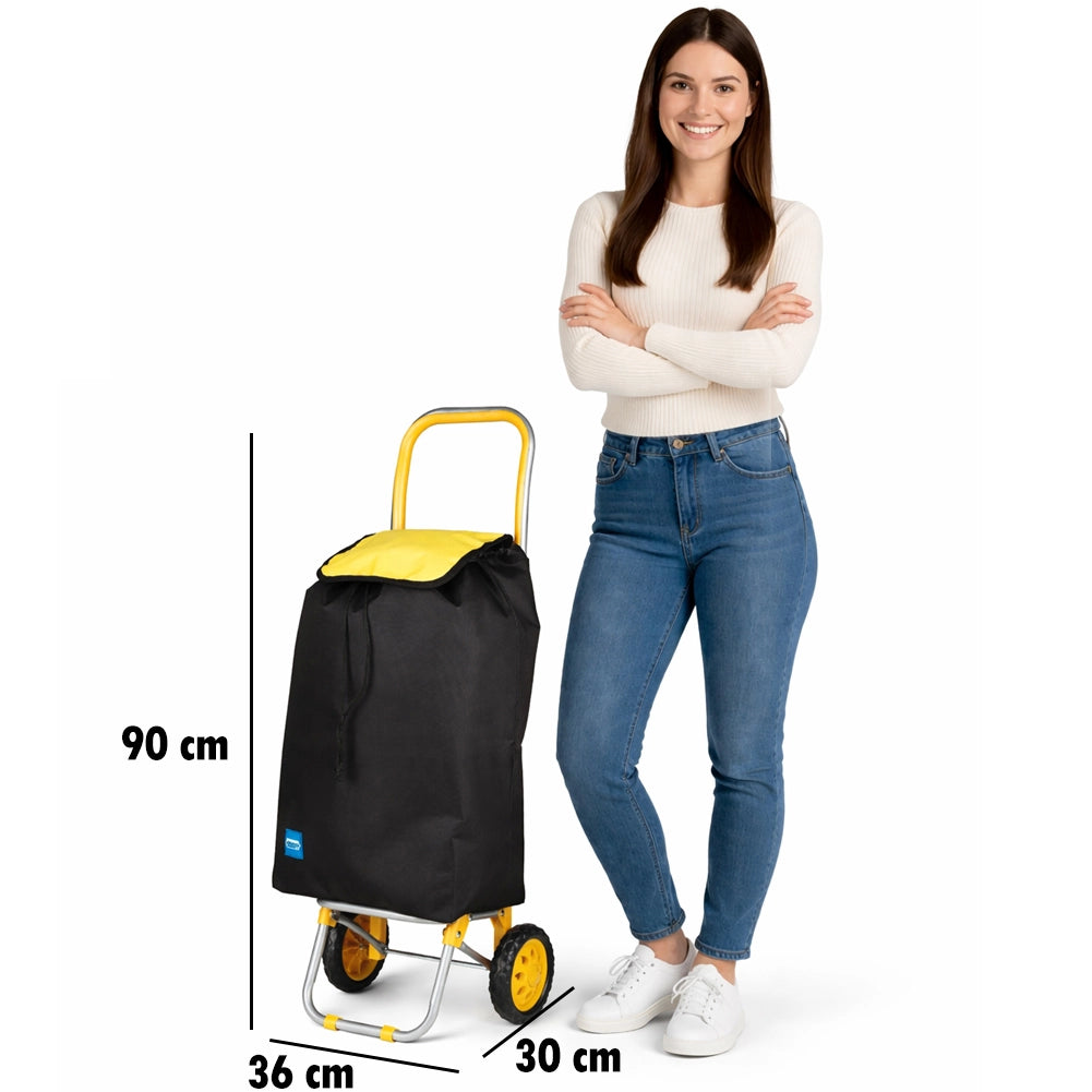 Carrello Poseidon Giallo con Interni Termici Trolley Frigo 35L Ruote 36x30x90cm
