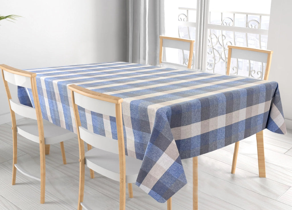 Tovaglia Per Salotto Cucina Tavolo 100% Cotone Made In Italy Country RP - 140x240 - Blu